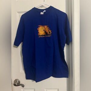 African Sunset blue top